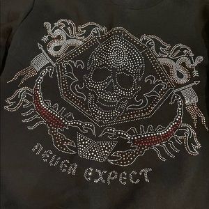 Zara men’s Beaded skull fleece crewneck